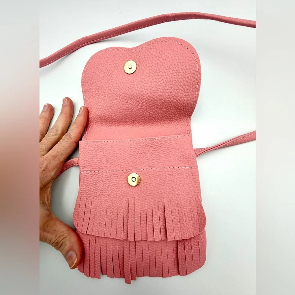 Charming Pink Fringe Cat Ear Kids Shoulder Purse 👛